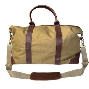 VCP Vintage-Style Canvas Duffel Bag With Brown Leather Trim & Adjustable Strap L